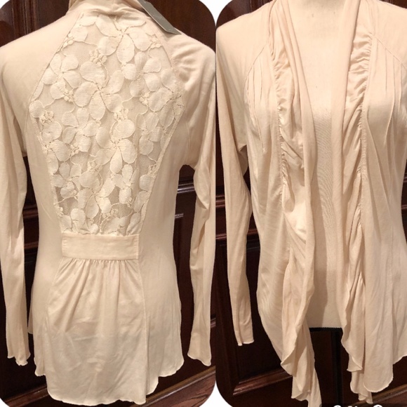 Anthropologie Sweaters - Anthro TINY open cardi with lace back NWT Small